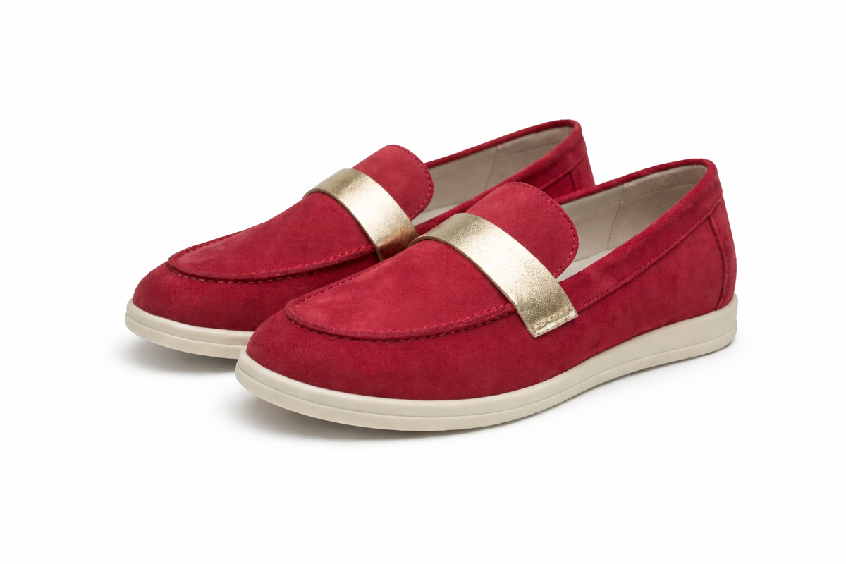 RIZA - Mocassins En Daim Bordeaux