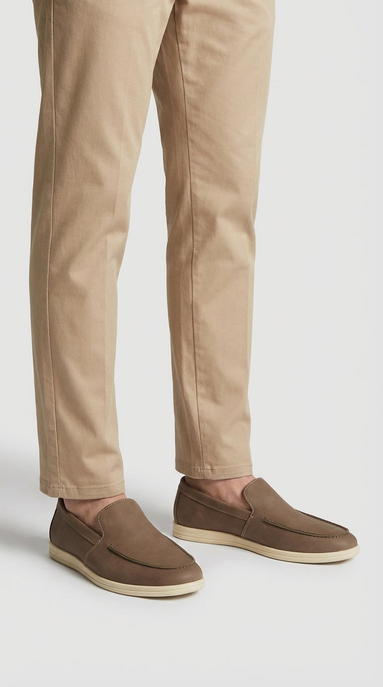 DOFOL - Mocassins en Nubuck Taupe