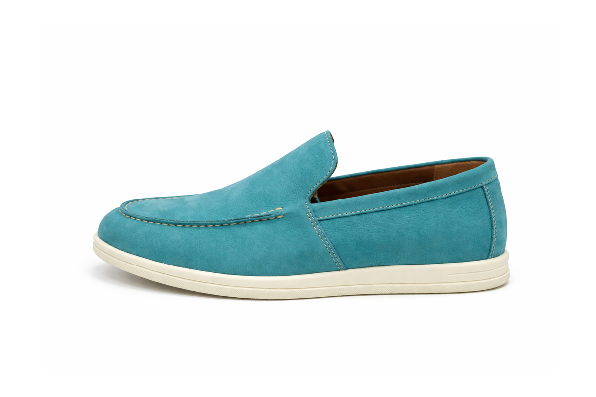 DOFOL - Mocassins en Nubuck Vert Canard
