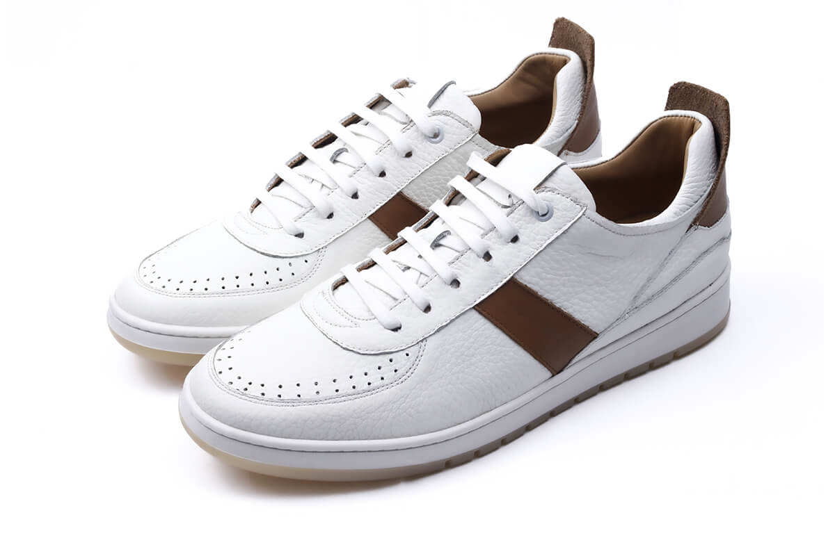 Napoli - Sneakers En Cuir Blanc/Marron