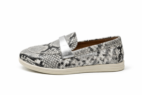 RIZA - Mocassins En Cuir Serpant Noir Gris