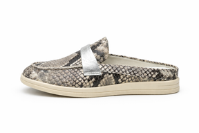 ROZILA - Mules En Cuir Serpant Noir Gris