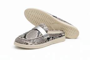 ROZILA - Mules En Cuir Serpant Noir Gris