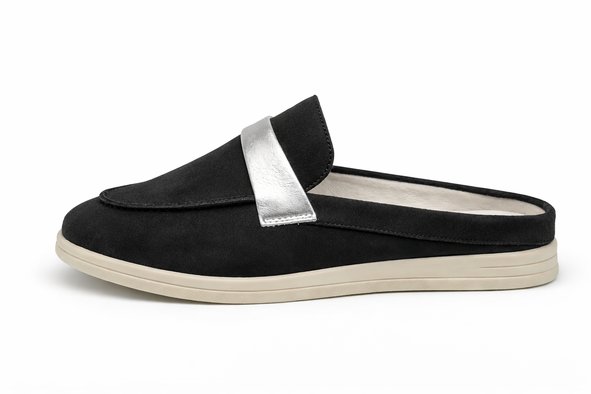 ROZILA - Mules En Cuir Nubuck Noir