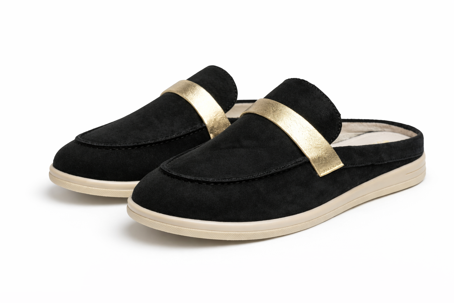 ROZILA - Mules En Cuir Nubuck Noir