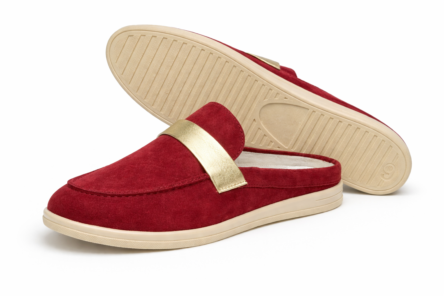 ROZILA - Mules En Cuir Nubuck Bordeaux