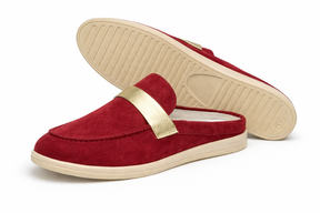 ROZILA - Mules En Cuir Nubuck Bordeaux
