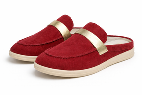 ROZILA - Mules En Cuir Nubuck Bordeaux