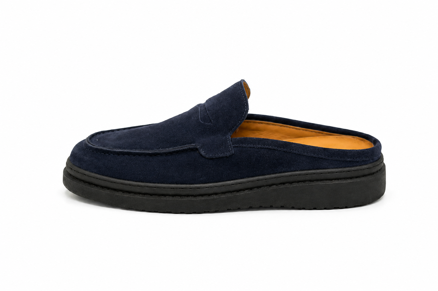 MOOK - Mules en Daim Bleu Marine