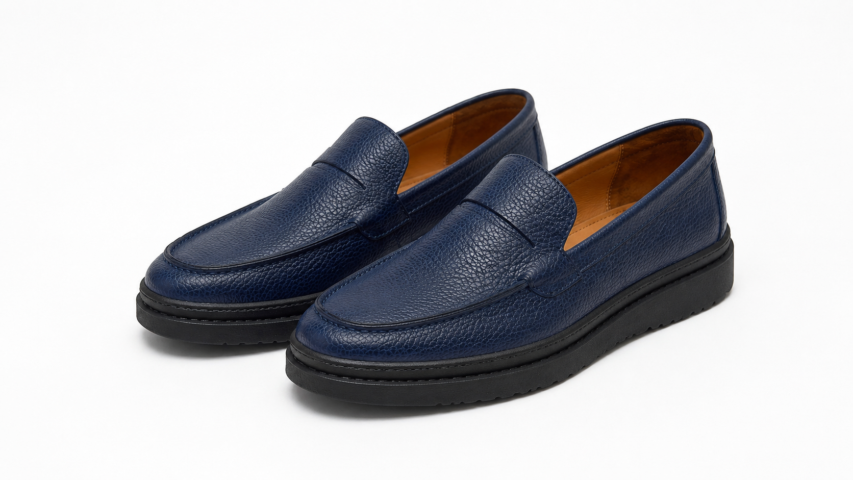 POOK - Mocassins en Cuir Bleu