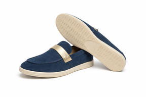 RIZA - Mocassins En Daim Bleu Marine
