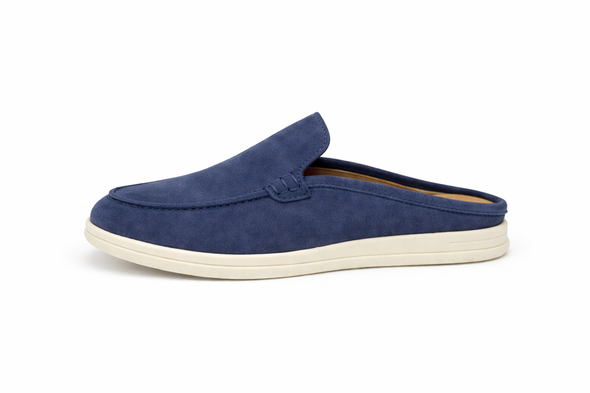 DAMA - Mules en Nubuck Bleu Marine