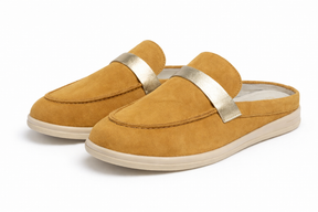 ROZILA - Mules En Cuir Nubuck Moutarde
