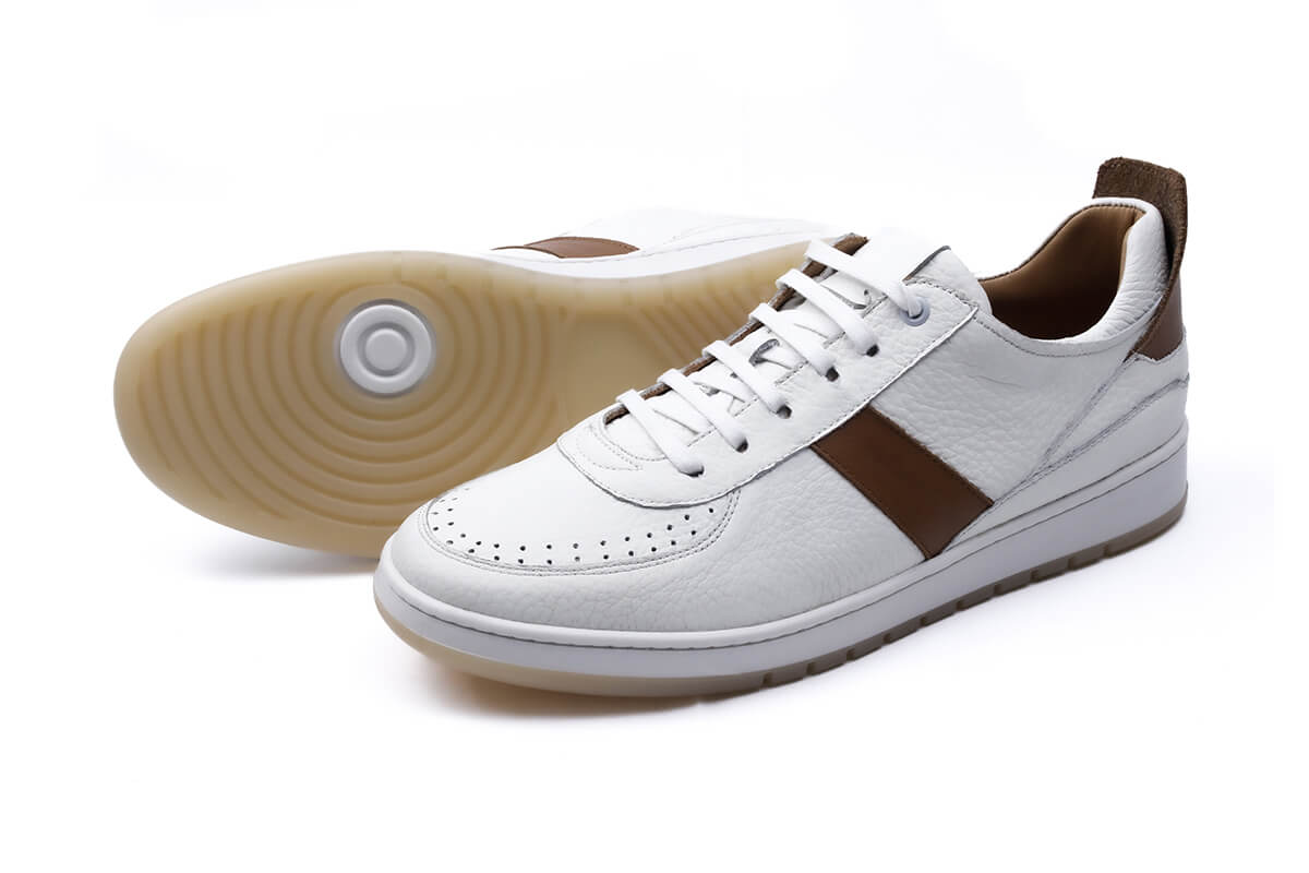 Napoli - Sneakers En Cuir Blanc/Marron
