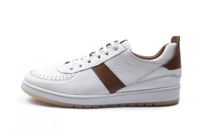 Napoli - Sneakers En Cuir Blanc/Marron