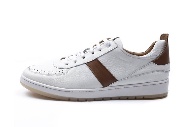 Napoli - Sneakers En Cuir Blanc/Marron