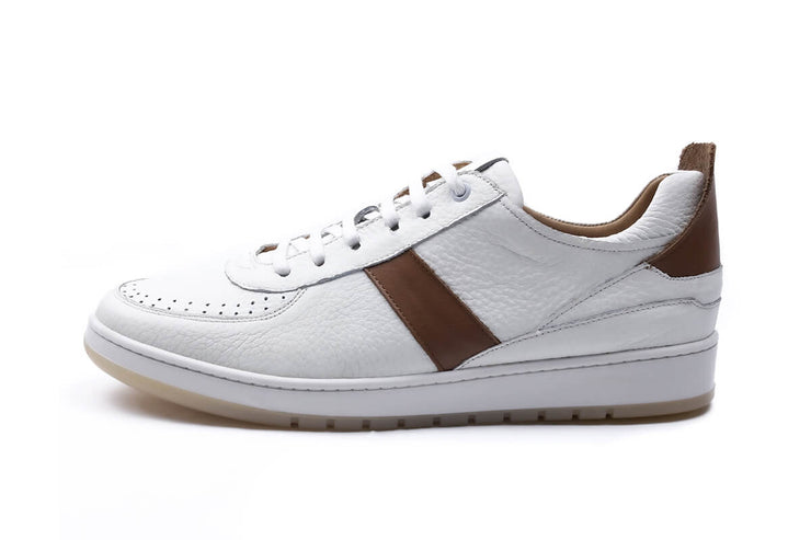 Napoli - Sneakers En Cuir Blanc/Marron