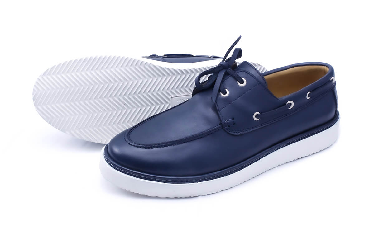 Sirio - Chaussure en cuir crust bleu marine