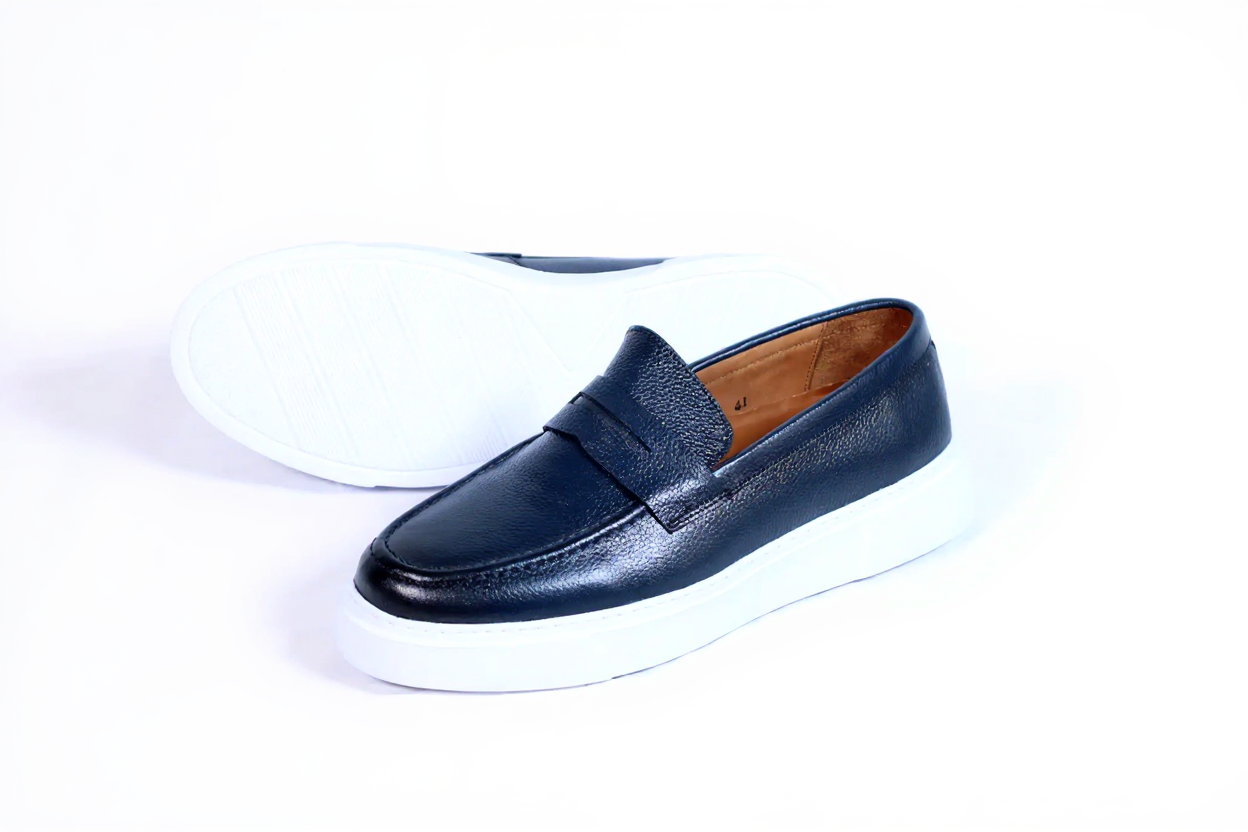Foul - Mocassin En Cuir Bleu