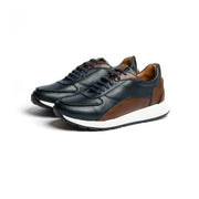 SERY - Sneakers En Cuir Marron/Bleu