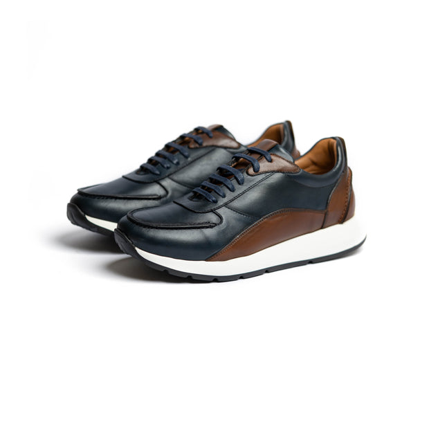 SERY - Sneakers En Cuir Marron/Bleu