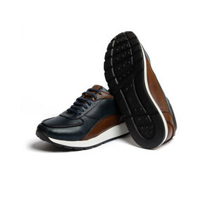 SERY - Sneakers En Cuir Marron/Bleu