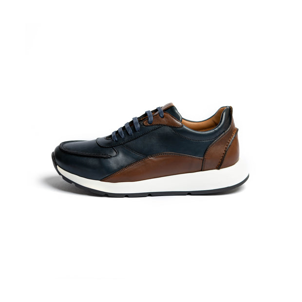 SERY - Sneakers En Cuir Marron/Bleu